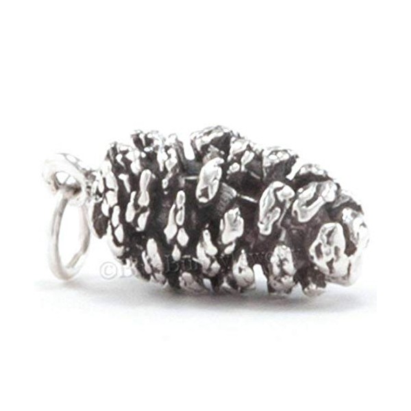Pinecone Charm Solid Sterling Silver Christmas Tree Pendant 925 Pine