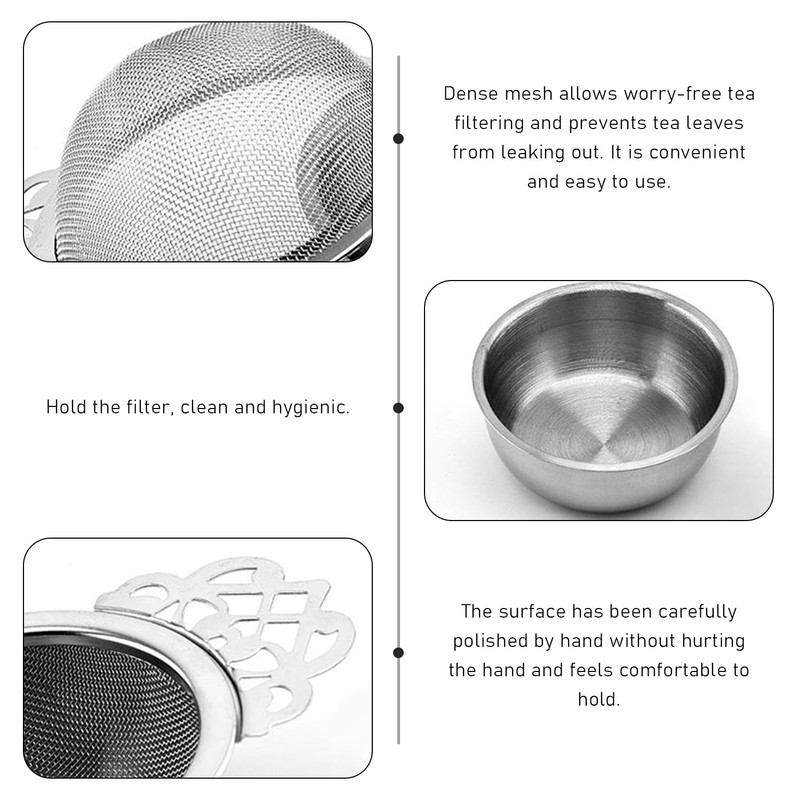 2Pcs Tea Strainer with Bowl, Stainless Steel Loose Tea Strainer,