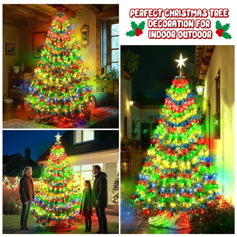 Etopgo Christmas Tree Lights with Star,2M 16 Lines 400LED Christmas