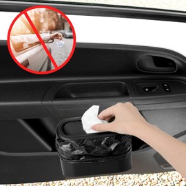 WAYAMY Portátil Cubo de Basura para coche, 2 Pcs Mini Cubo de Basura para Coche con Tapa, Basura para Automóviles Accesorios Cubeta，para Auto con 5 Rollos de Bolsas de Basura Portátil Organizador