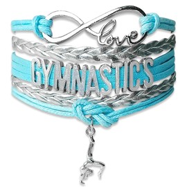 CEMOTY Gymnastics Bracelets for Girls,Gymnastics Stuff for Teen Girls,Initial Charm Jewelry for Teams Sport Ballerina Girls Birthday Christmas Stuff-Blue Gymnastics Bracelets