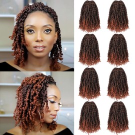 Fulcrum Passion Twist Crochet Hair 10 Inch, 8 Packs Pre Looped Passion Twist Hair, Pre-Twisted Passion Twist Crochet Hair For Black Women (10Inch (Pack of 8), T350#)