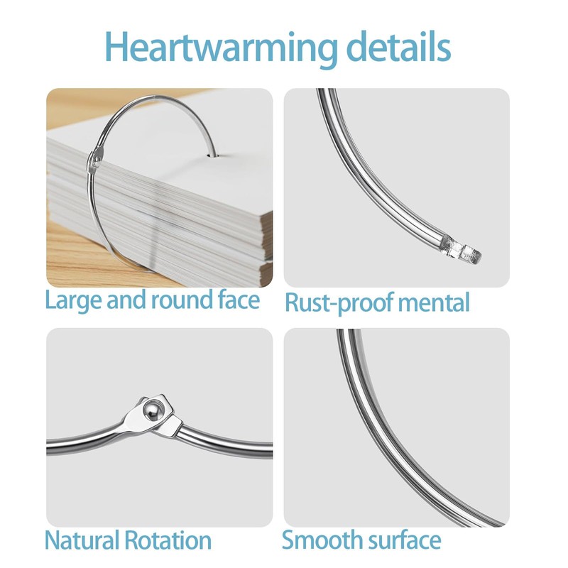 4 Inch 6 Pack Binder Rings, Extra Large Loose Leaf