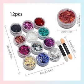 12 Colores Gel de Purpurina para Cuerpo y Rostro, Brillo Lentejuelas Sirena Maquillaje en Gel con Purpurina para Labios, Cabello, Ojos, Maquillaje de Festival y Decoración Corporal