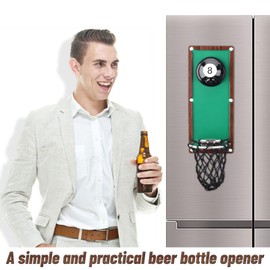 Unique Magnetic Bottle Openers with Netting Catcher, Wall Mounted Wooden Beer Bottle Opener, Traceless Corkscrew, Home Bar Accessories for Kitchen, Outdoor, Ideal Beer Gifts for Men (Bottle Opener 7)