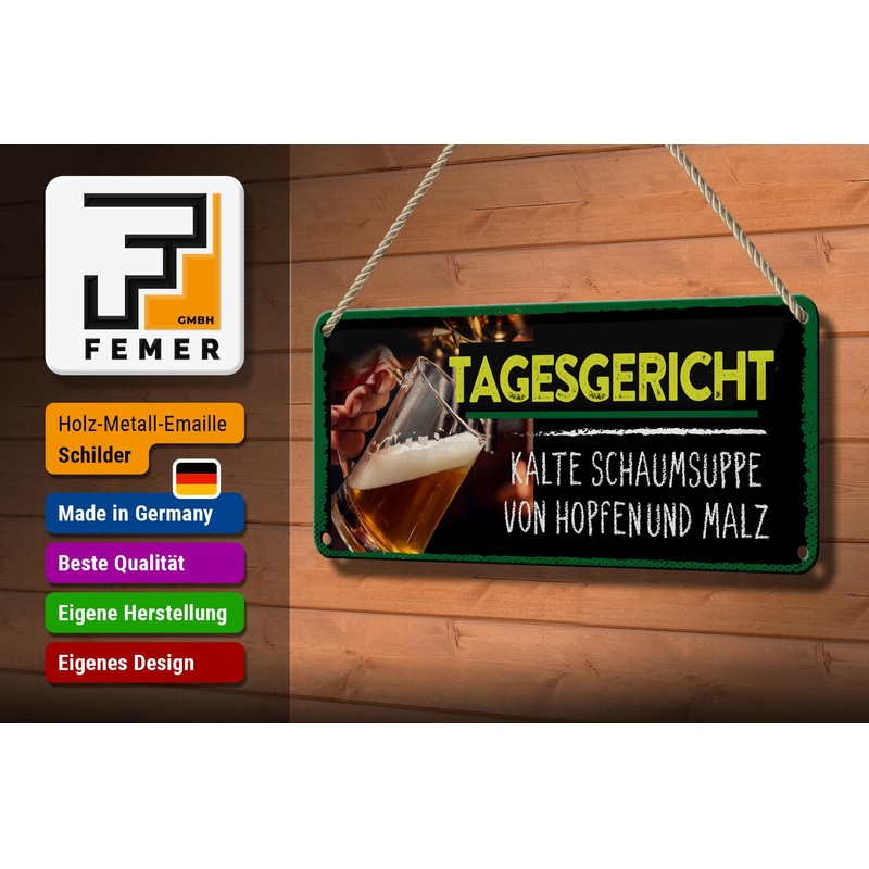Femer Tin Sign with German Text 27 x 10 cm