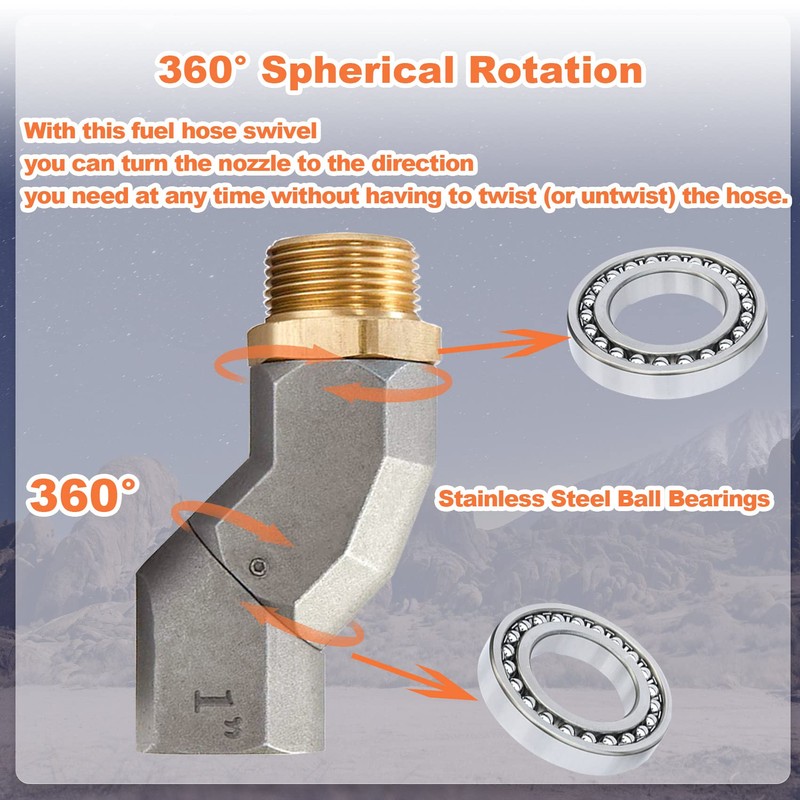 (1" NPT, 2PCS) Fuel Hose Swivel 360 Rotating Connector for