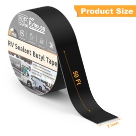 Rvhouse RV Roof Tape 2" x 50 Ft UV Resistant RV Sealant Tape Durable Waterproof and Airtight Adhesive for RV Roof Repair Camper Trailer Truck Boat Motorhome(Black)