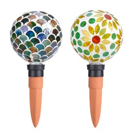 Chonsun Plant Watering Globes Mosaic Self Watering Spikes 2 Pack for Indoor Outdoor Plants Automatic Plant Waterer Plant Watering Devices for Vacations Pot