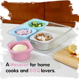 KEVJES 500ml Pizza Dough Proofing Containers for DIY family Artisan Pizza, Food Grade Silicone Stackable Boxes with Lids-4 Pack (Four-color containers)