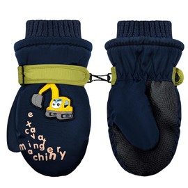 LeapBeast Children's Ski Gloves, 3-5 Years Children's Gloves, Waterproof, Windproof Mittens, TPU Palm Children's Gloves, Children's Winter Gloves for Boys and Girls (Dark Blue)