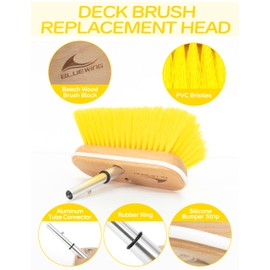 BLUEWING 8in Deck Brush Head with Medium Bristle Marine Scrubbing Washing Brush Outdoor Boat Cleaning Tools, Yellow