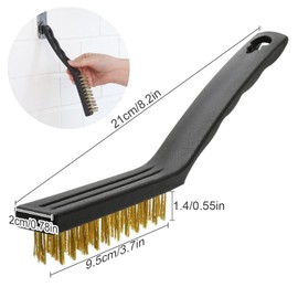 6 Pieces Brass Wire Brush Set Scratch Brush Set for Cleaning Welding Slag, Rust and Curved Plastic Handle Brass Black