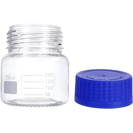 Basstein Lab Media Storage Reagent Wide Mouth Bottles Graduated GL80 Screw Cap Leakproof Multi-Purpose for Scientific | pack of 6 (Blue,250ml)