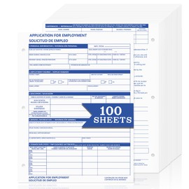 50 Sheets Bilingual Employee Application Folders 8.5 X 11 inch Job Application Form Employment Employment Application Form Book 3-Hole English and Spanish for Personal Detail Office Supplies (100)