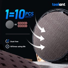 toolant Mesh Abrasive 9 inch Drywall Sander Sandpaper (120 grit - 10pcs), Dust-Free Hook and Loop Drywall Sanding Disc