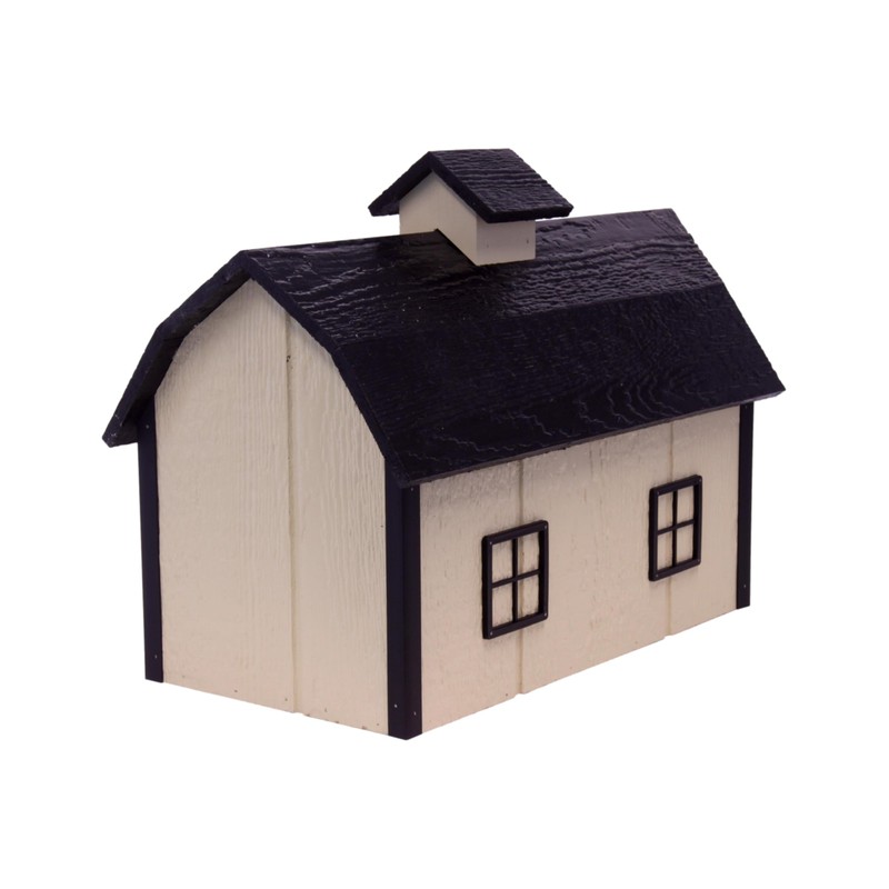 AmishToyBox.com Deluxe Wooden Mailbox, Post Mount, Dutch Barn Style (Beige