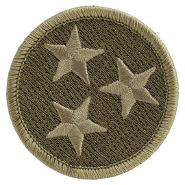 Patchtown OD Green Tennessee Tristar Subdued Patch - 2" Round Embroidered Patch - Hook & Loop Fastener, Single