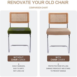 SONNACH Fundas de asiento de silla de terciopelo para sillas de comedor modernas de mediados de siglo, fundas de asiento sin brazos, paquete de 4 (caqui)