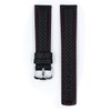 Hirsch Carbon Calf Watch Strap - Black Band/Red Upper Stitching