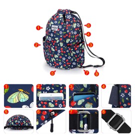 HAWEE Waterproof Drawstring Backpack with Inner Pocket Large Gym Bag Drawstring Daypack Drawstring Bag Sports Bag Unisex for Women Men Travel Everyday Outdoor Yoga School Beach Swimming, cherry,