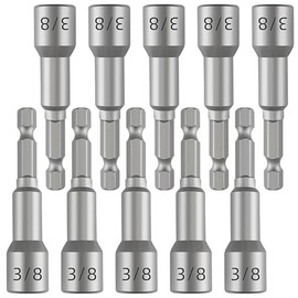 10-Pc 3/8" Magnetic Nut Driver Bits – 65mm (2.5") Impact Ready Bits, Cr-V Steel, 1/4" Hex Shank for Impact Drivers & Drills – Heavy Duty Magnetic Nut Setters for Sockets, Fasteners & DIY Projects
