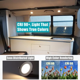 Acegoo 2 x 12V LED Downlights Campervan Boat Recessed Ceiling Spot Light with On/Off Dimming Switch & Blue Light for Truck Trailer Motorhome Kitchen Van Interior Lighting (Satin Silver 3000K)