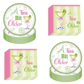 Martini Cup Birthday Party Plates and Napkins for 40 Guests 80 Pcs Western Cowboy Party Supplies Disposable Tableware Set Martini Cup Plates and Napkins for Theme Birthday Supplies