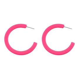 80s Hoop Earrings for Women Neon Pink Stud Earrings Big Open Hoop Statement Earrings Trendy Earrings Large Acrylic Lightweight Round Earrings 80s 90s Costume Party Accessories for Women