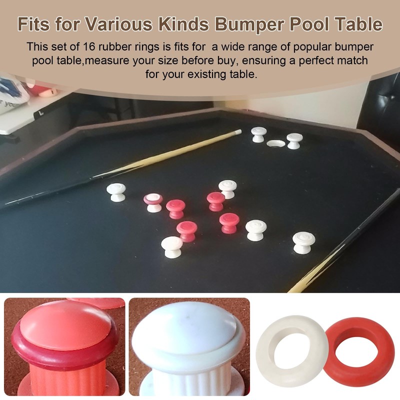 16 Pack Small Bumper Pool Rubber Rings,Bumper Pool Table Replacement