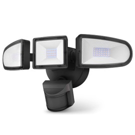 HGGH 30W LED Security Lights Motion Sensor Light Outdoor, 5700K, IP65 Waterproof, Flood Light Outdoor Motion Detector with Adjustable 3 Head, Hardwired Wall Light for Entryway, Yard, Garage House