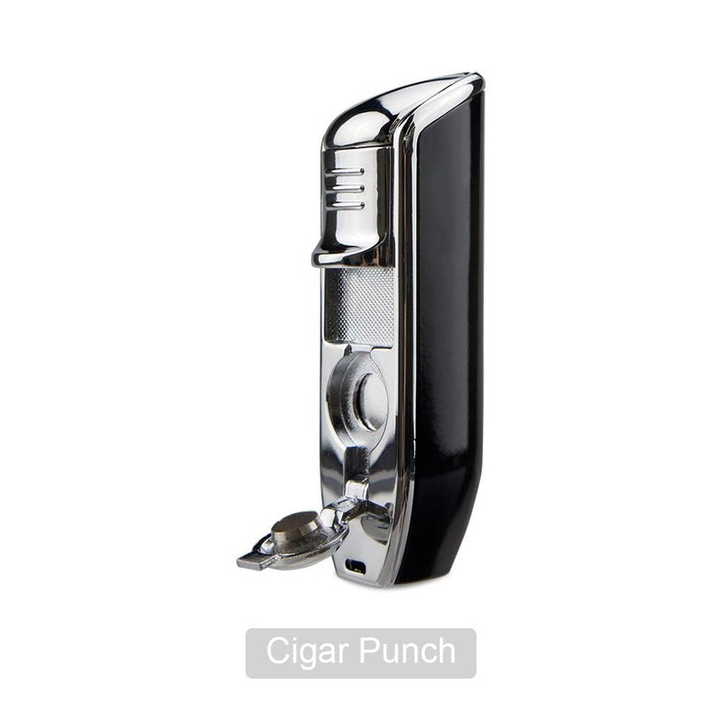 Cigar Torch Lighters Triple Jet Butane Refillable Lighter with Punch