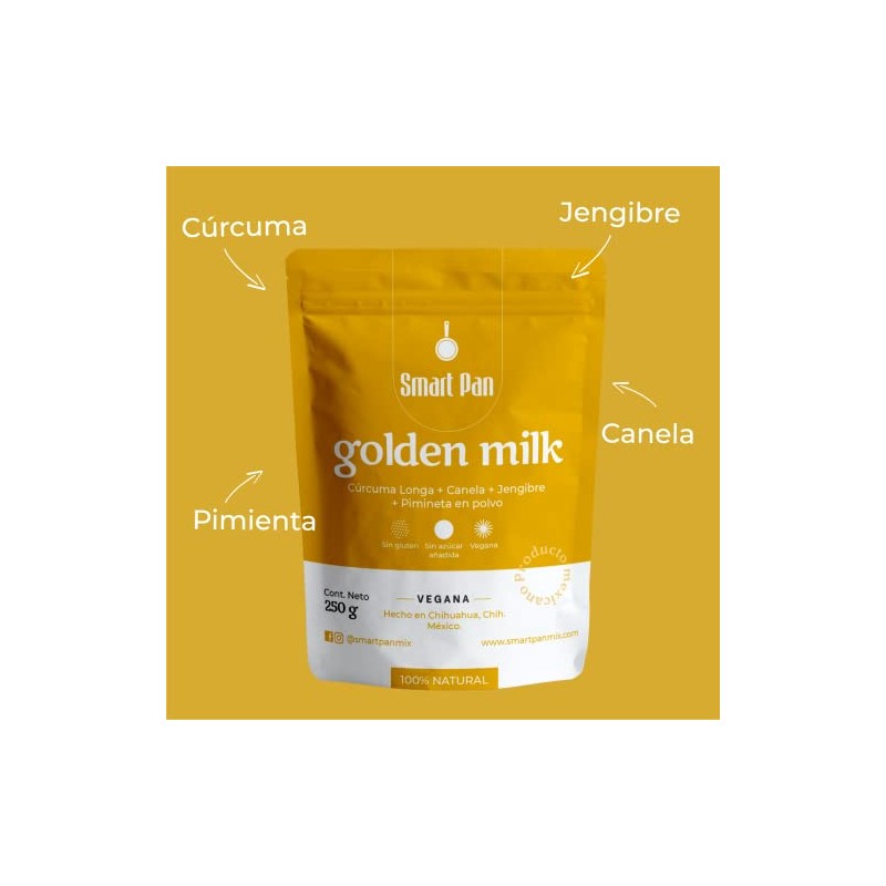 Golden Milk/Leche Dorada - Sin azúcar, Sin gluten, Vegano, 100%