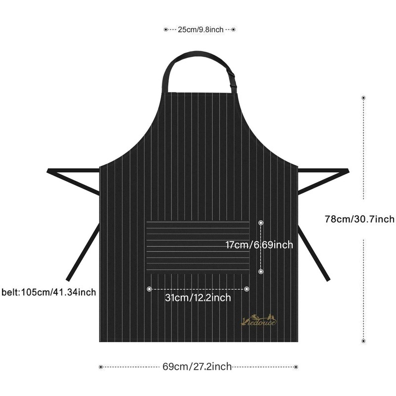 Viedouce 2-Pack of Waterproof Cooking Aprons with Pockets, Adjustable Kitchen