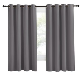 NICETOWN Grey Blackout Curtain 68 inch Long, 55 inches Width, 1 Panel, Thermal Insulated Window Treatment with Grommet Room Darkening Thermal Insulated Panel for Bedroom/Living Room