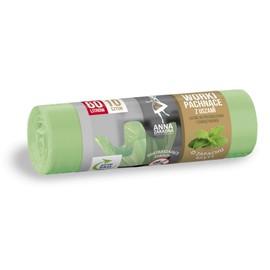 ANNA ZARADNA ST-AZ-038107 Bin Liners with Handles 60 L Strong | Pack of 10 | Mint Fragrance | Bin Bag for Household Rubbish Office Made of HDLD Film Colour Green