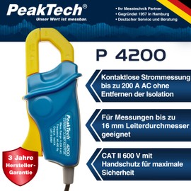 PeakTech 200 Current Clamp Adaptor AC for Digital Multimeter – Pack of 1, P 4200