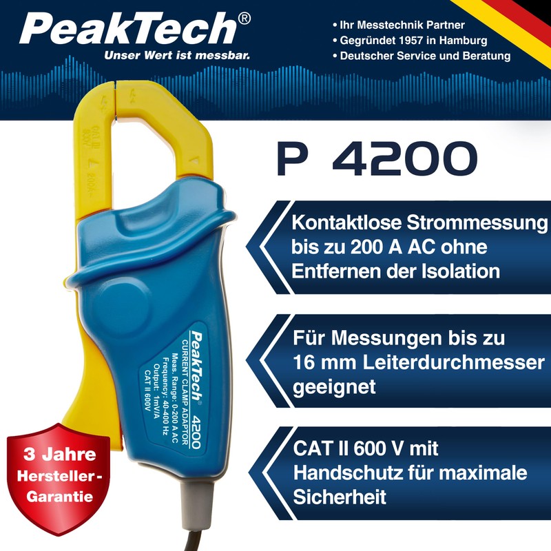 PeakTech 200 Current Clamp Adaptor AC for Digital Multimeter –