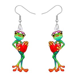 YAYAKO Acrylic Novelty Green Frog Earrings Dangle Funny Design Jewellery Cute Animals Gifts for Women Girls Charms Accessories, Acrylic, No Gemstone