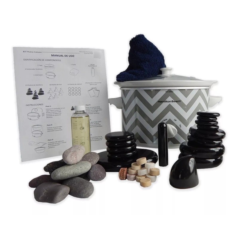 Technoking Kit De Piedras Calientes De Obsidiana Super Completo Spa