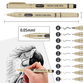 PANDAFLY Black Micro-Pen Fineliner Ink Pens, 9 Size Ultra Fine Point Pen, Waterproof Archival Ink, Multiliner Black Art Pens for Drawing, Sketching, Watercolor, Illustration, Bible, Anime, Manga