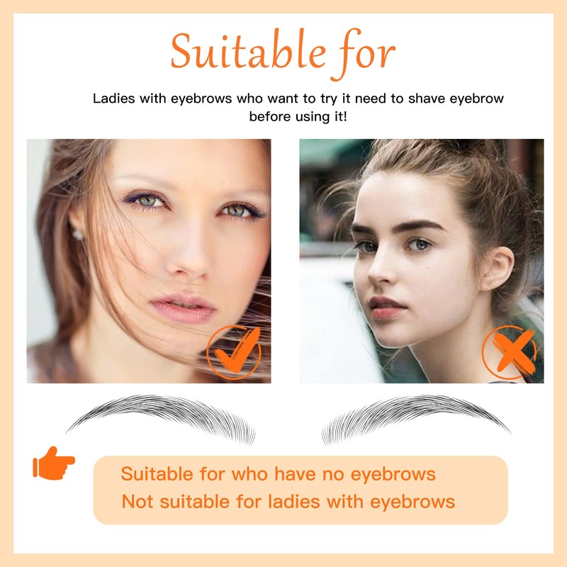 MWOOT 4D Hair-like Eyebrow Tattoo Stickers, 6 Sheets Waterproof Eyebrow