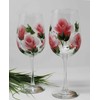 Hand Painted Wine Glasses - Coral Roses (Set of 2)