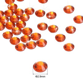 sourcing map 2880 Pcs Hotfix Rhinestones Flatback Crystal Glass Gems Art Rhinestones for Crafts Clothes DIY Decoration(SS10 2.9mm,Orange)