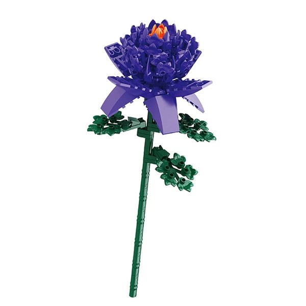 Purple Peony Flower Model with Small Building Blocks