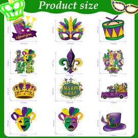 30pcs Mardi Gras Decorations Party Supplies Mardi Gras Tinsel Garland Hanging Swirl Decorations Colorful Garland Crown Mask Sign Ceiling Decor for Mardi Gras Masquerade New Orleans Party