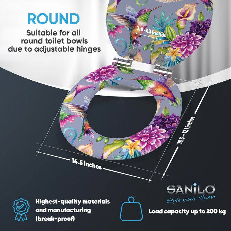 Sanilo Soft Close Toilet Seat ROUND, Quiet and Slow Close