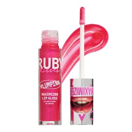Ruby Kisses Plumping Lip Gloss, Hydrating High-Shine Volumizing Plumper with Hyaluronic Acid & Vitamin E For Fuller Lips With Sheer Color, 0.15 Fl Oz (Strawberry Kiss)
