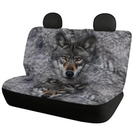 Fipuivrn Gray Wolf Pattern Car Seat Cover Full Set, Wear Resisting Auto Front and Rear Seat Protectors Anti Scratch Auto Interior Decoration Universal Fit Most Vehicles