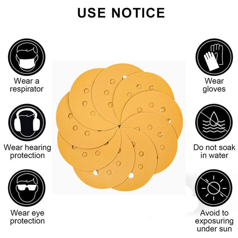 100 Pcs 125mm Sanding Discs Pads, Premium 8 Hole 600